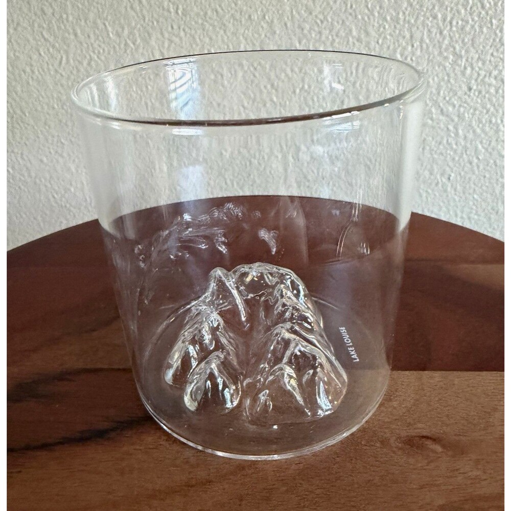 Lake Louise Clear Glass Tumbler 12 oz Round Travel Theme 3.25 in Tall